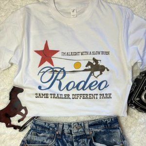 I'm Alright With A Slow Burn Rodeo Same Trailer Different Park Western Crop Tee